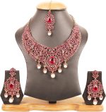 Touchstone Indian Bollywood Gorgeous intricate Workmanship Sparkling White Colorful Rhinestone crystal wedding Designer Jewelry Necklace Set In Gold or Silver Tone For Women. - Image 3